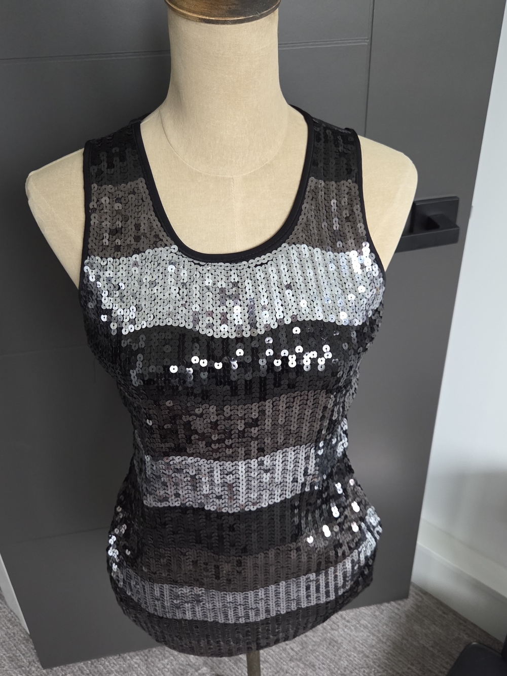 Striped Sequin Sleeveless Tank Top